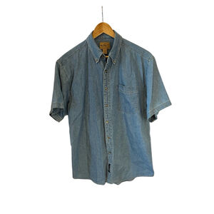 Men's Port Authority Casual Button Down Shirt M Blue Short Sleeve